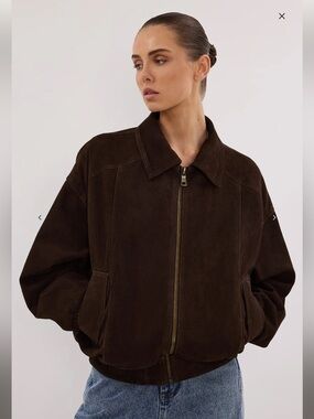 Dissh dalton suede bomber jacket in bitter chocolate never worn size US 4
